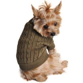 Dog Cable Knit 100% Cotton Sweater (Color: Herb Green, size: 3X-Large)
