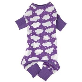 CuddlePup Dog Pajamas (Color: Fluffy Clouds  Purple, size: large)