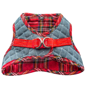 Step-In Denim Dog Harness - Red Plaid (Color: Red Plaid, size: xs)