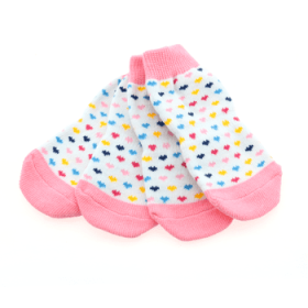 Non Skid Dog Socks (Color: Hearts, size: small)